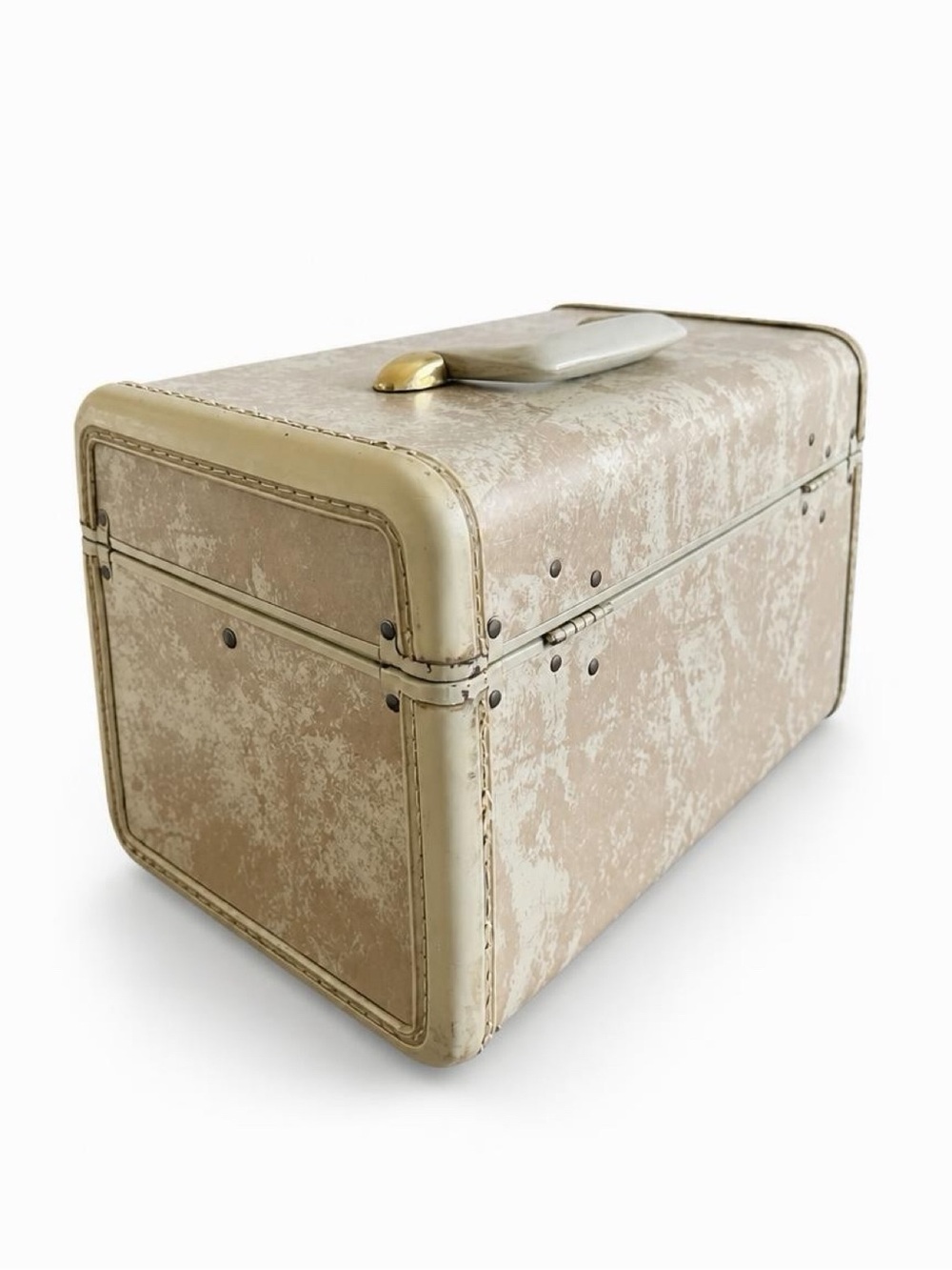 Vintage Samsonite Train Case Mid-Century Marbled Ivory Vanity Luggage - Picture 3 of 6